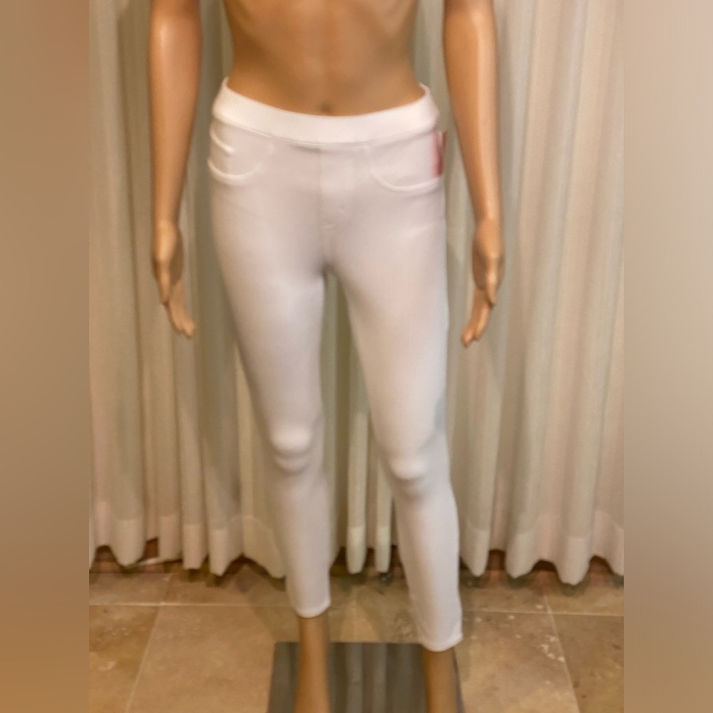 NWT Spanx Jeanish Ankle White Leggings Size XS/TP Back Pockets